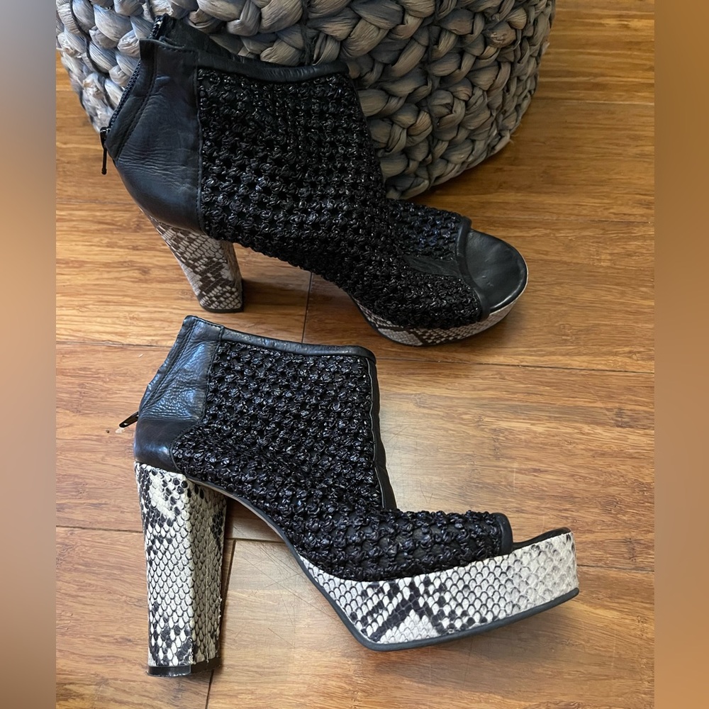 NOW boots made in Italy with snakeskin heels